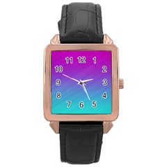 Background-pink-blue-gradient Rose Gold Leather Watch 