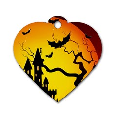 Halloween Night Terrors Dog Tag Heart (one Side) by Ket1n9