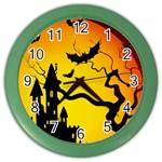 Halloween Night Terrors Color Wall Clock Front