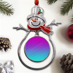 Background-pink-blue-gradient Metal Snowman Ornament