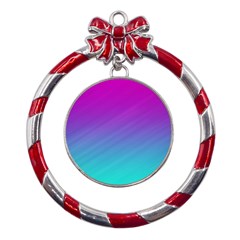 Background-pink-blue-gradient Metal Red Ribbon Round Ornament