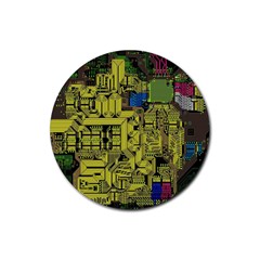 Technology Circuit Board Rubber Round Coaster (4 Pack) by Ket1n9