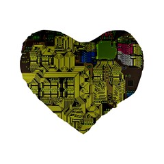 Technology Circuit Board Standard 16  Premium Heart Shape Cushions by Ket1n9