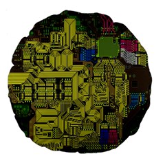 Technology Circuit Board Large 18  Premium Flano Round Cushions by Ket1n9