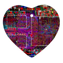 Technology Circuit Board Layout Pattern Ornament (heart) by Ket1n9