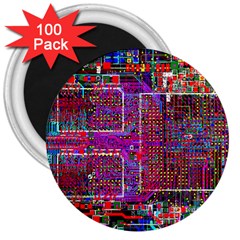 Technology Circuit Board Layout Pattern 3  Magnets (100 Pack) by Ket1n9