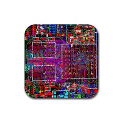 Technology Circuit Board Layout Pattern Rubber Coaster (square) by Ket1n9