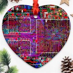 Technology Circuit Board Layout Pattern Heart Ornament (two Sides) by Ket1n9