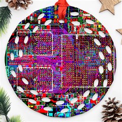 Technology Circuit Board Layout Pattern Round Filigree Ornament (two Sides) by Ket1n9