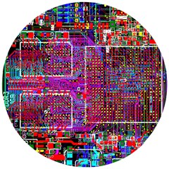 Technology Circuit Board Layout Pattern Wooden Puzzle Round by Ket1n9