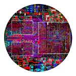 Technology Circuit Board Layout Pattern Round Glass Fridge Magnet (4 pack) Front