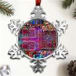 Technology Circuit Board Layout Pattern Metal Small Snowflake Ornament Front