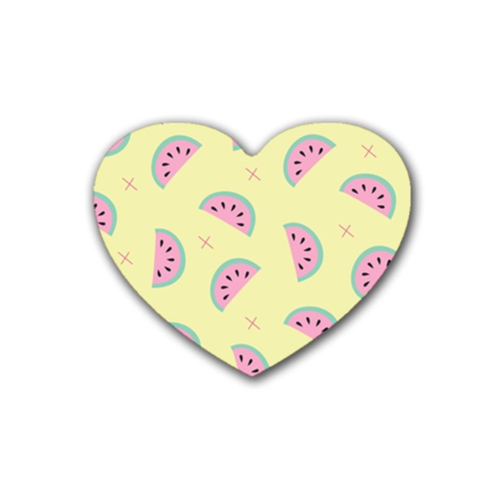 Watermelon Wallpapers  Creative Illustration And Patterns Rubber Heart Coaster (4 pack)