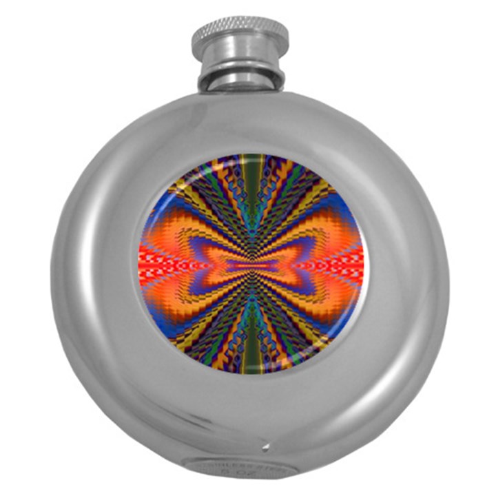 Casanova Abstract Art-colors Cool Druffix Flower Freaky Trippy Round Hip Flask (5 oz)