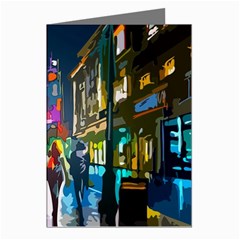 Abstract-vibrant-colour-cityscape Greeting Cards (pkg Of 8) by Ket1n9