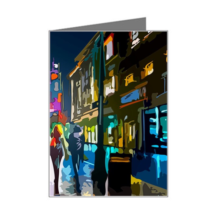 Abstract-vibrant-colour-cityscape Mini Greeting Card