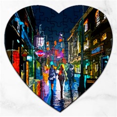 Abstract-vibrant-colour-cityscape Jigsaw Puzzle (heart) by Ket1n9