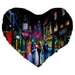 Abstract-vibrant-colour-cityscape Large 19  Premium Flano Heart Shape Cushions by Ket1n9