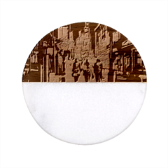 Abstract-vibrant-colour-cityscape Classic Marble Wood Coaster (round)  by Ket1n9