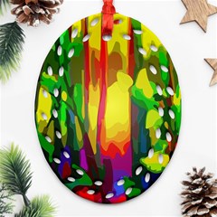 Abstract-vibrant-colour-botany Ornament (oval Filigree) by Ket1n9