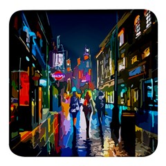 Abstract-vibrant-colour-cityscape Square Glass Fridge Magnet (4 Pack) by Ket1n9