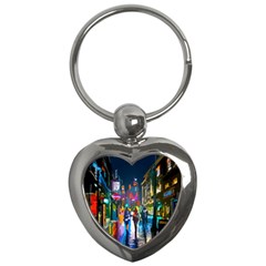 Abstract-vibrant-colour-cityscape Key Chain (heart) by Ket1n9