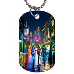 Abstract-vibrant-colour-cityscape Dog Tag (two Sides) by Ket1n9