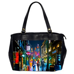 Abstract-vibrant-colour-cityscape Oversize Office Handbag (2 Sides) by Ket1n9