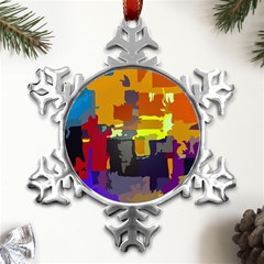 Abstract-vibrant-colour Metal Small Snowflake Ornament by Ket1n9