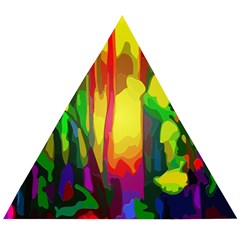 Abstract-vibrant-colour-botany Wooden Puzzle Triangle by Ket1n9