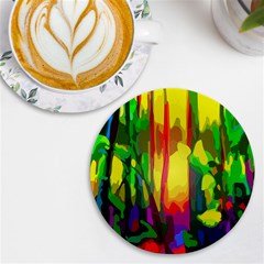 Abstract-vibrant-colour-botany Uv Print Round Tile Coaster by Ket1n9