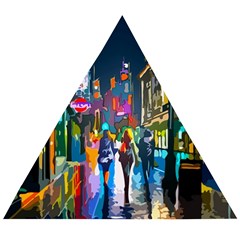 Abstract-vibrant-colour-cityscape Wooden Puzzle Triangle by Ket1n9