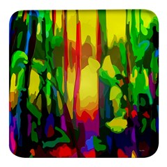 Abstract-vibrant-colour-botany Square Glass Fridge Magnet (4 Pack) by Ket1n9