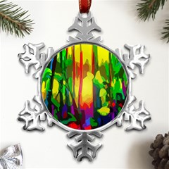 Abstract-vibrant-colour-botany Metal Small Snowflake Ornament by Ket1n9