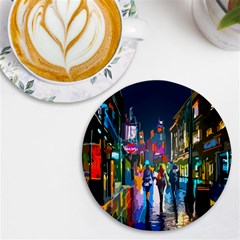 Abstract-vibrant-colour-cityscape Uv Print Round Tile Coaster by Ket1n9