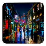 Abstract-vibrant-colour-cityscape Square Glass Fridge Magnet (4 pack) Front