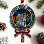 Abstract-vibrant-colour-cityscape Metal X Mas Lollipop with Crystal Ornament Front