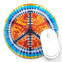 Tie Dye Peace Sign Round Mousepad by Ket1n9