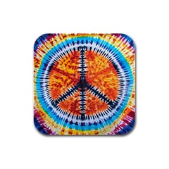 Tie Dye Peace Sign Rubber Square Coaster (4 Pack) by Ket1n9