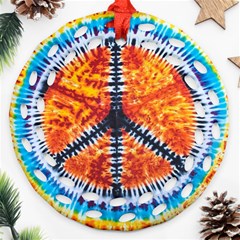 Tie Dye Peace Sign Round Filigree Ornament (two Sides) by Ket1n9