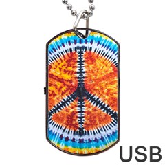 Tie Dye Peace Sign Dog Tag Usb Flash (two Sides) by Ket1n9