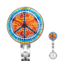 Tie Dye Peace Sign Stainless Steel Nurses Watch by Ket1n9