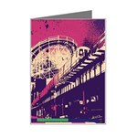 Pink City Retro Vintage Futurism Art Mini Greeting Card Left