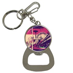 Pink City Retro Vintage Futurism Art Bottle Opener Key Chain