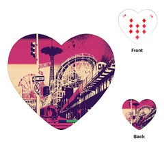 Pink City Retro Vintage Futurism Art Playing Cards Single Design (Heart)