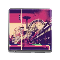 Pink City Retro Vintage Futurism Art Memory Card Reader (Square 5 Slot)