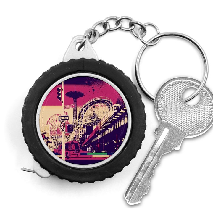 Pink City Retro Vintage Futurism Art Measuring Tape