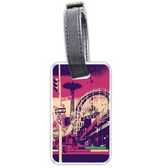 Pink City Retro Vintage Futurism Art Luggage Tag (one side)