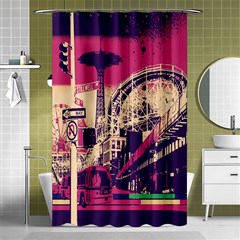 Pink City Retro Vintage Futurism Art Shower Curtain 48  X 72  (small)  by Ket1n9