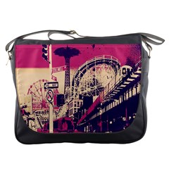 Pink City Retro Vintage Futurism Art Messenger Bag